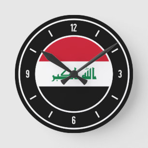 Iraq Flag Elegant Round Clock