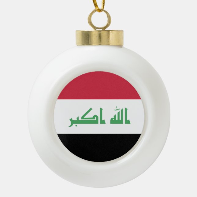 Iraq Flag Emblem Ceramic Ball Christmas Ornament (Front)