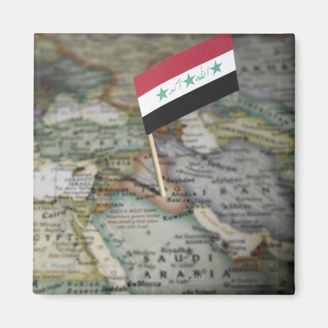 Iraq flag in map magnet (Front)
