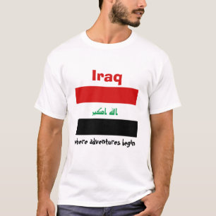 Iraq Flag + Map + Text T-Shirt