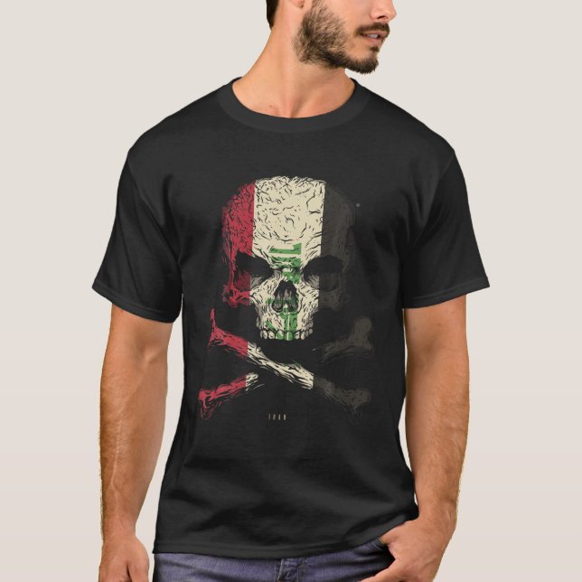 Iraq Flag Skull Crossbones T-Shirt (Front)