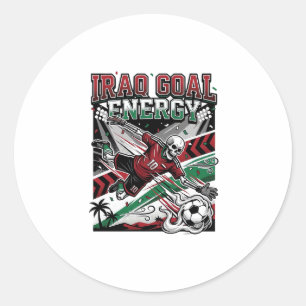 Iraq Goal Energy Skeleton Striker Nations Bold Soc Classic Round Sticker
