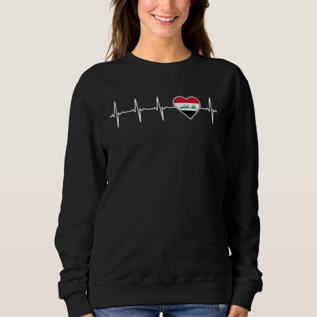 Iraq Heartbeat Iraqi Flag and Heart Love Family Co Sweatshirt (Front)