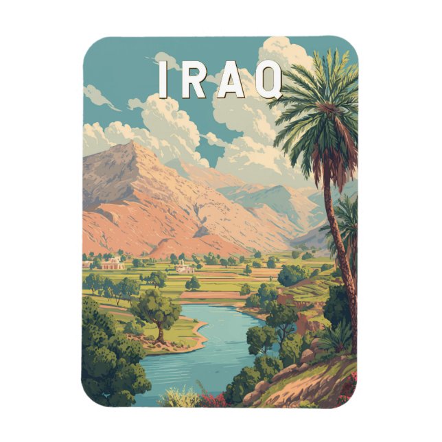 Iraq Illustration Travel Art Vintage Magnet (Vertical)