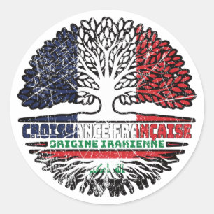 Iraq Iraqi French France Tree Roots Flag Classic Round Sticker