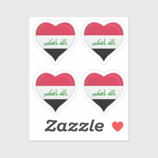 Iraq love flag pride heart sticker (Sheet)