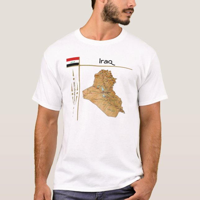 Iraq Map + Flag + Title T-Shirt (Front)