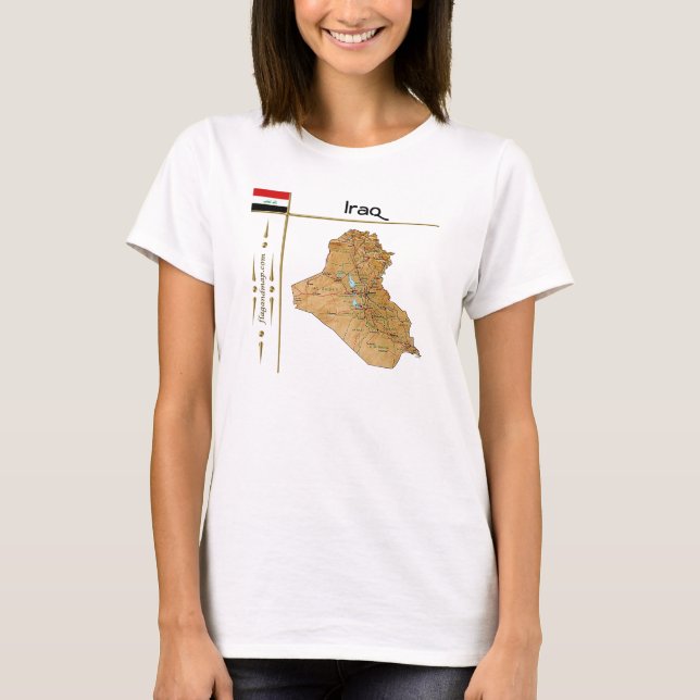 Iraq Map + Flag + Title T-Shirt (Front)