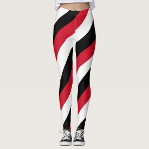 Iraq National Flag Colours Diagonal Striped Leggings