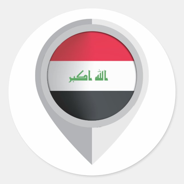 Iraq Pin Location Flag  Classic Round Sticker (Front)