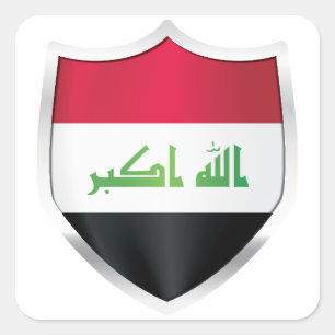Iraq Silver Shield Flag Square Sticker