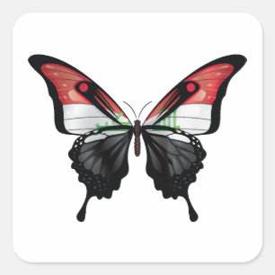 Iraq Swallowtail Butterfly Flag Square Sticker