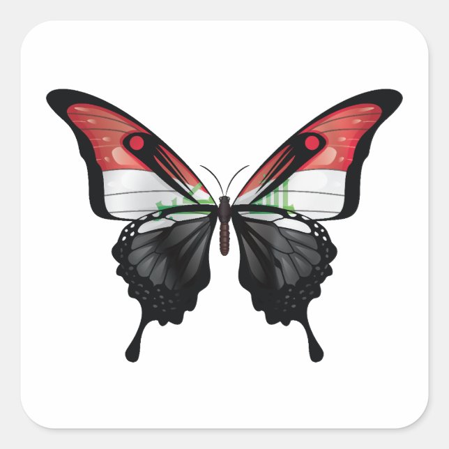 Iraq Swallowtail Butterfly Flag Square Sticker (Front)