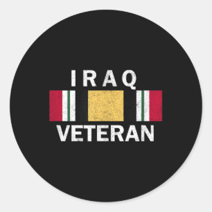 Iraq Veteran Iraq War Service Ribbon Distressed Te Classic Round Sticker