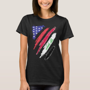 Iraqi American Patriot Grown Heart Flag Stripes T-Shirt