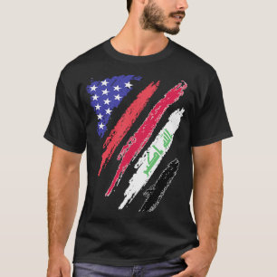 Iraqi American Patriot Grown Heart Flag Stripes T-Shirt
