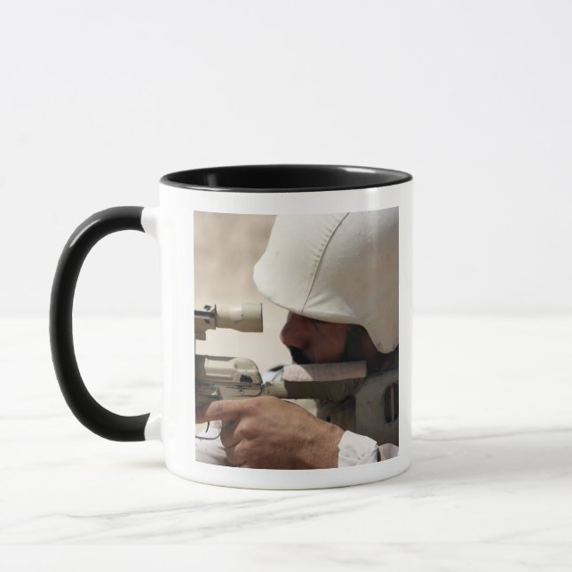 Iraqi Army Sergeant sights in down range Mug (Left)