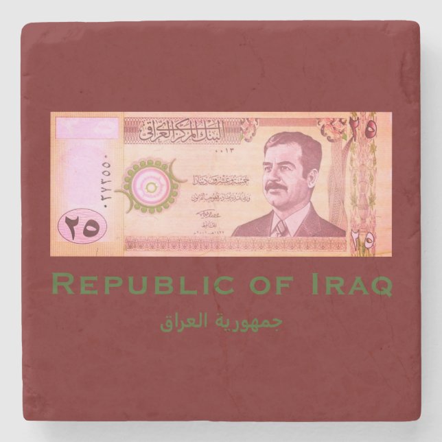 Iraqi Dinar with Saddam Hussein Stone Coaster (Front)
