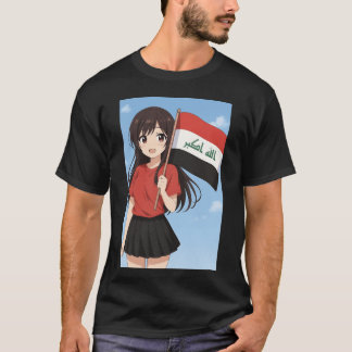 Iraqi Flag Anime Girl friends T-Shirt