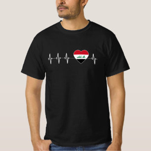 Iraqi Heartbeat I Love Iraq Flag Heart Pride T-Shirt