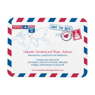 IRELAND Air Mail Wedding Save the Date 3x4 Magnet