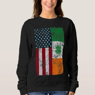 Ireland American flag Dual Citizen Patriotic Distr Sweatshirt