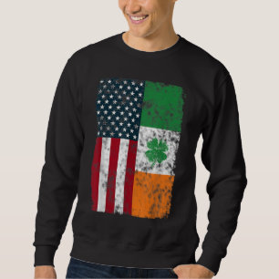 Ireland American flag Dual Citizen Patriotic Distr Sweatshirt