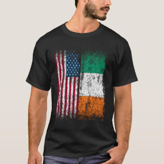 Ireland American Flag Gift American Born Irish Her T-Shirt
