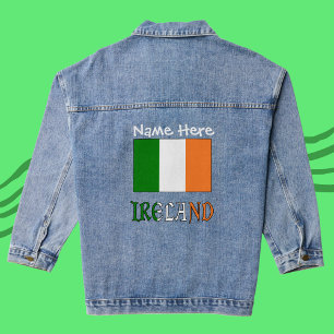 Ireland and Irish Flag Black Personalisation Denim Jacket