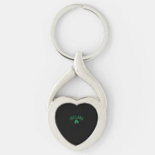 Ireland Arched Text Shamrock Distressed Green Prin Key Ring