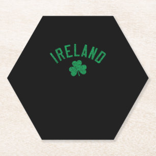 Ireland Arched Text Shamrock Distressed Green Prin Paper Coaster