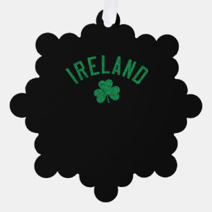 Ireland Arched Text Shamrock Distressed Green Prin Tree Decoration Card