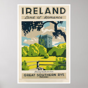 Ireland Art Blarney Castle Travel Poster Irish
