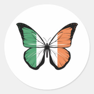 Ireland Butterfly Flag  Classic Round Sticker