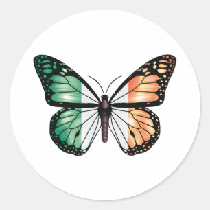 Ireland butterfly monarch flag classic round sticker
