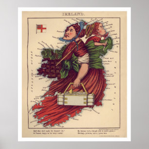 Ireland Caricature Map 1868 Poster