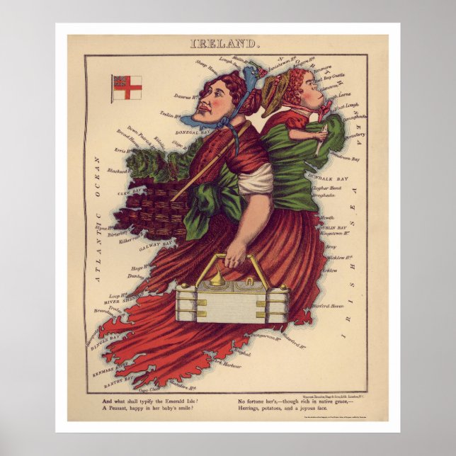 Ireland Caricature Map 1868 Poster (Front)