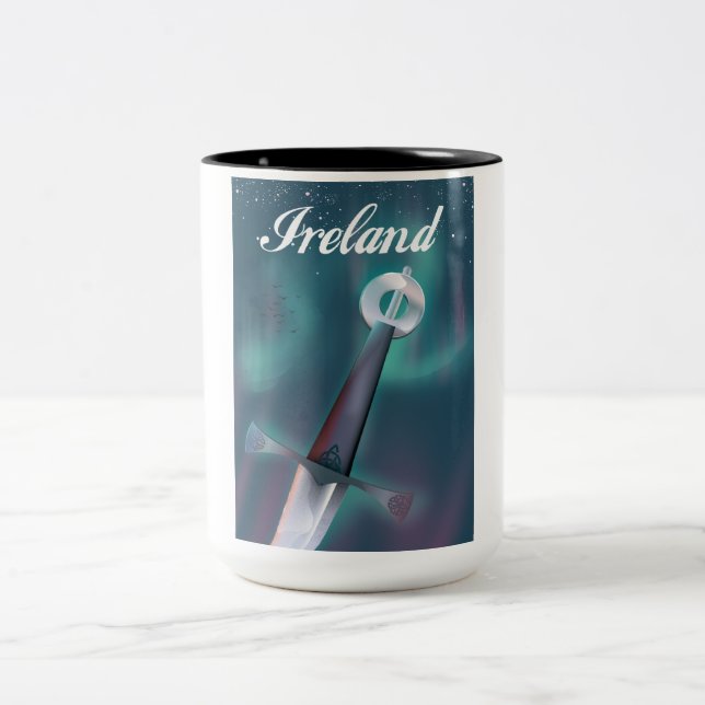 ireland celtic sword Two-Tone coffee mug (Center)