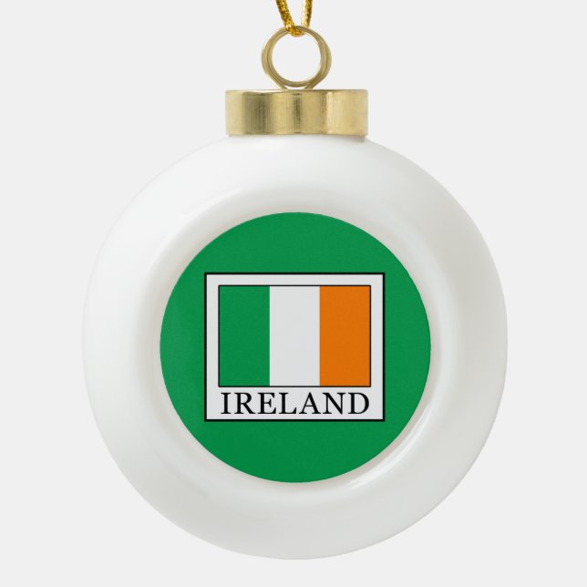 Ireland Ceramic Ball Christmas Ornament (Front)