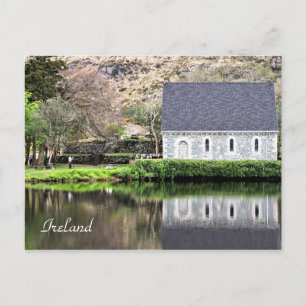 Ireland, Church, Stone Wall, Lake, Photography Postcard