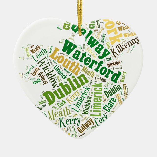 Ireland Cities Word Art Ceramic Ornament (Front)