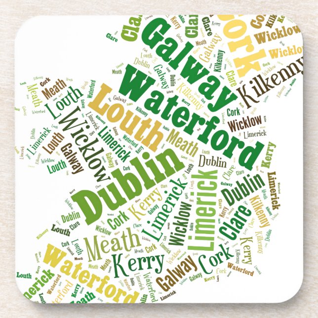 Ireland Cities Word Art Coaster (Front)