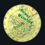 Ireland Cities Word Art Dartboard<br><div class="desc">Ireland silhouette map with names of most popular cities</div>