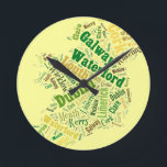 Ireland Cities Word Art Round Clock<br><div class="desc">Ireland silhouette map with names of most popular cities</div>
