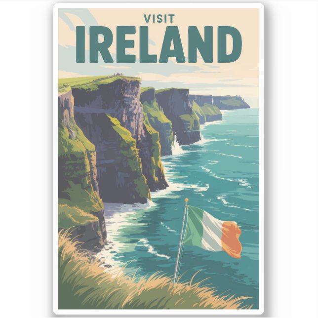 Ireland Cliffs of Moher Illustration Travel Art (Front)