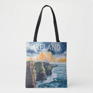 Ireland Cliffs of Moher Vintage Travel Tote Bag