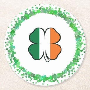 Ireland Clover Saint Patrick's Day Round Paper Coaster