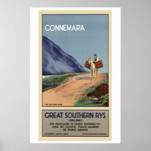 Ireland Connemara Vintage Travel Poster - Framed