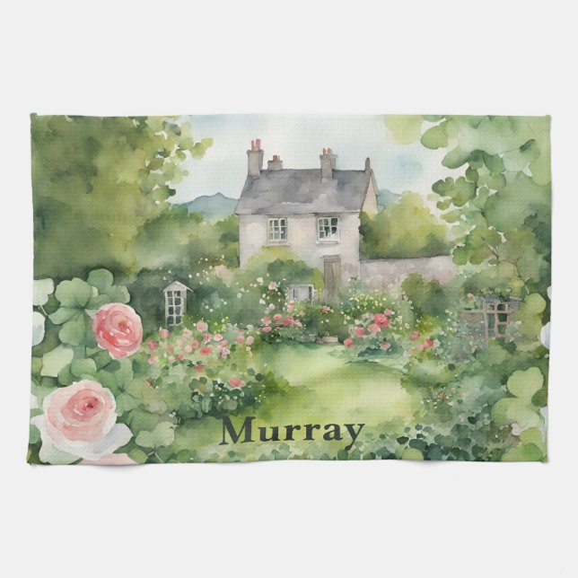 Ireland Country House Irish Surname Name Custom  Tea Towel (Horizontal)