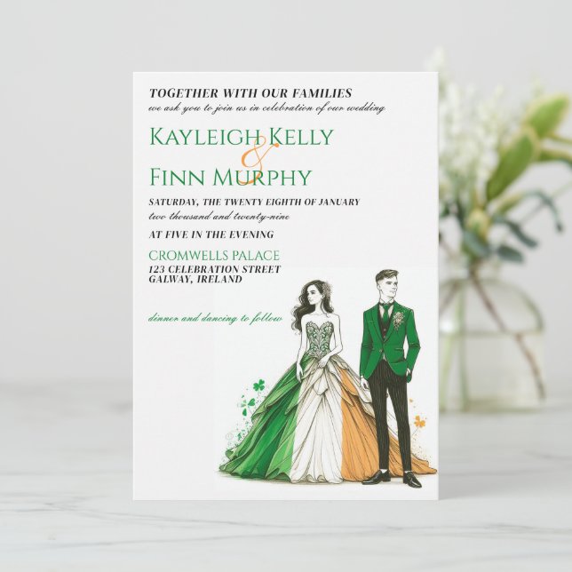 Ireland Couple Wedding Invitation (Standing Front)